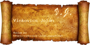 Vinkovics Jolán névjegykártya